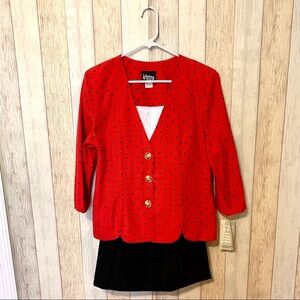 NOS Vintage 1980s Polka Dot Skirt Suit